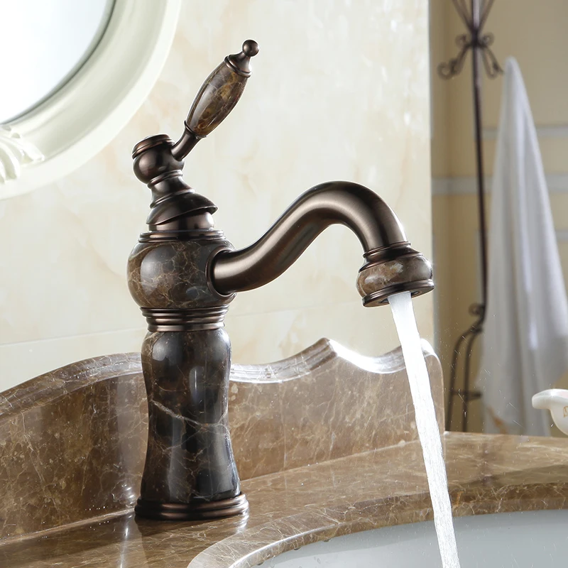 Европейский Стиль Мрамор твердой латуни бассейна кран Роскошные нефрита цвета