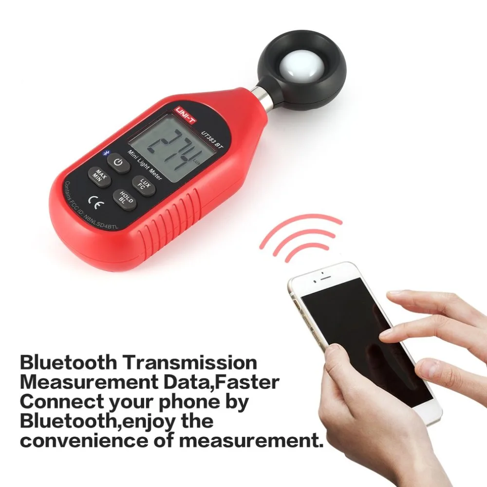 UNI-T UT383BT Bluetooth Мини Цифровой Люксметр ЖК-светильник измеритель яркости тестер