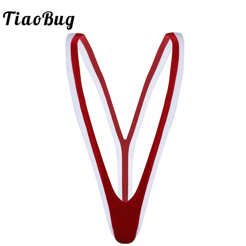 TiaoBug красный сексуальный мужской горячий Санта Манкини Стринги мужские стринги