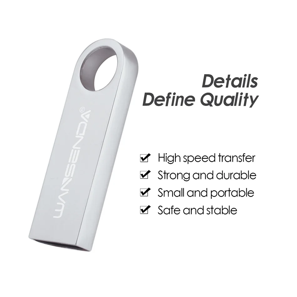 Wansenda миниатюрные USB флеш-накопители металлический флеш-накопитель 2 0 128 ГБ 64 32 16 8 4