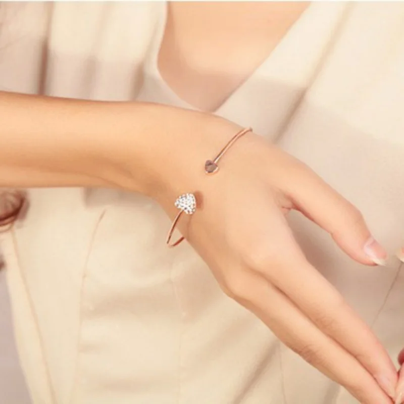 2019 Hot Sales Women Girl Full Bracelet Simple Fashion Style Gold Tone Rhinestone Love Heart Bangle | Украшения и аксессуары