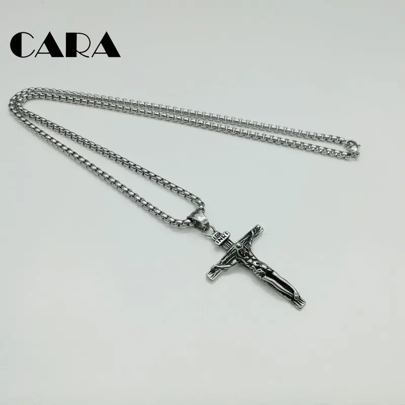 

Cross INRI Crucifix Jesus Piece Pendant & Necklace Gold Color 316L Stainless Steel Men Chain Christian Jewelry Vintage CAGF0147