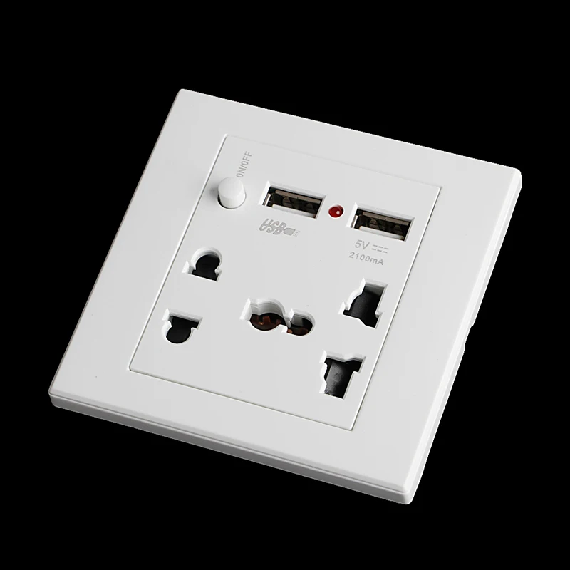 Розетка + 2 USB переключатель настенная розетка зарядное устройство AC/DC адаптер