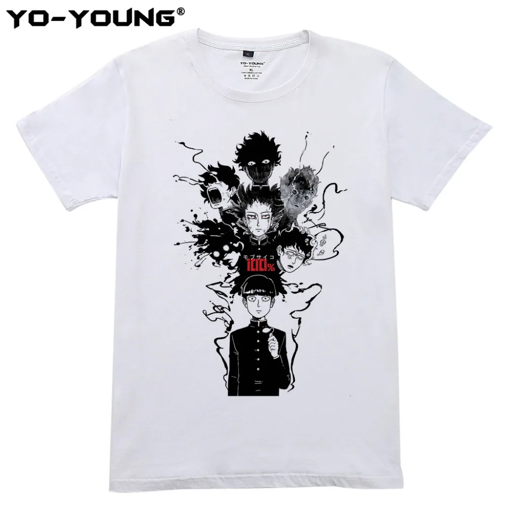 Yo Young Men футболки Аниме Mob Psycho 100 цифровая печать 100% хлопок для фанатов аниме Casual Top