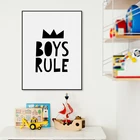 Картина с цитатой и надписью Мальчики правят, Современная минималистическая черно-белая Картина на холсте, настенная декоративная картина для комнаты мальчиков