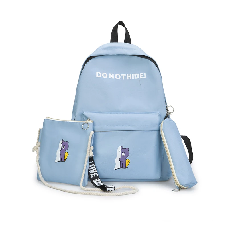 Женский школьный рюкзак Bolsos Para Mujer 3 шт./компл. холщовый с буквенным принтом