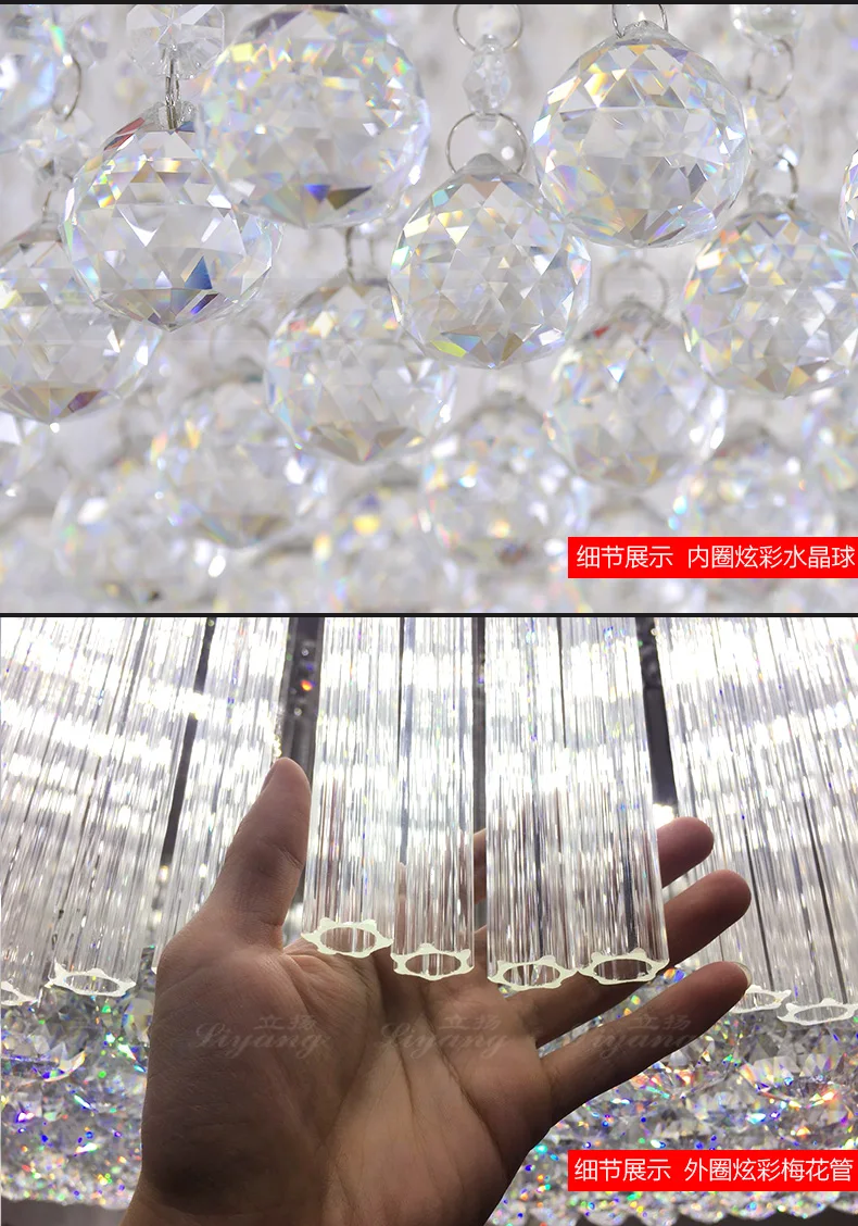 Заказная Роскошная прямоугольная волнистая хрустальная лампа для гостиной