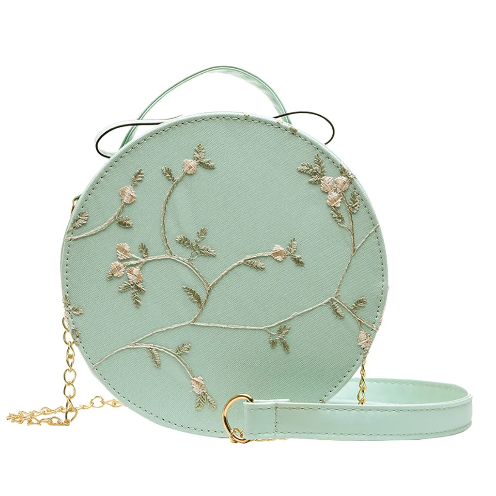 

Women's Fashion Lace Fresh Handbag Crossbody Bag Solid Color Small Round Bag Shoulder Crossbody embroidery Bag Card Holder