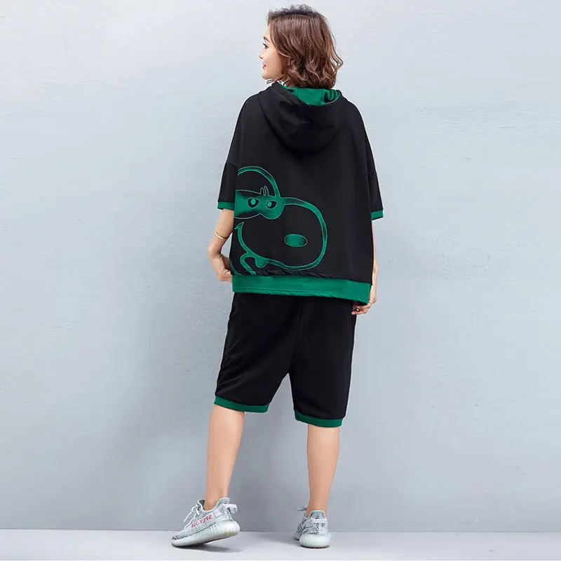 Женский спортивный костюм из 2 предметов повседневный свободный с