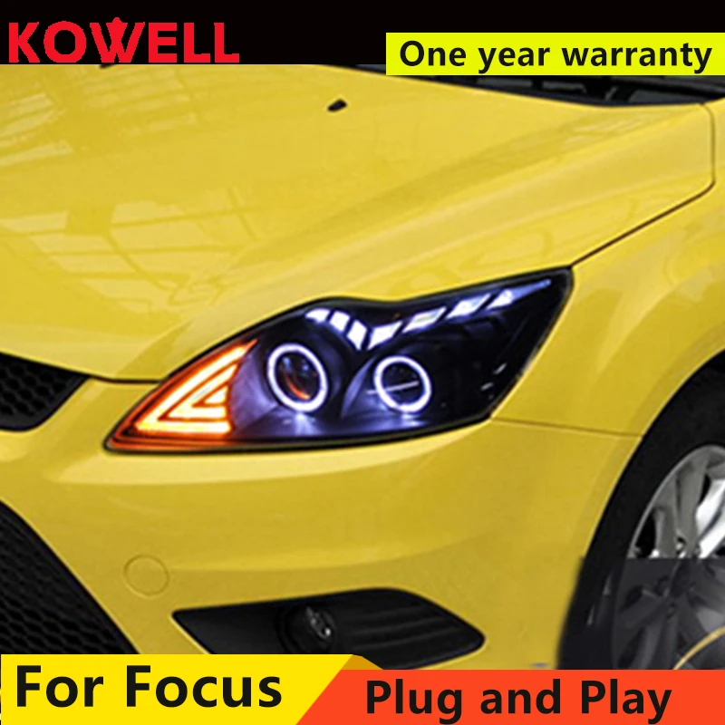KOWELL автомобильный Стайлинг для Ford Focus фары 2009-2013 Focus 2 светодиодный фары DRL Биксеноновые линзы Высокий Низкий Луч парковочная противотуманная фара