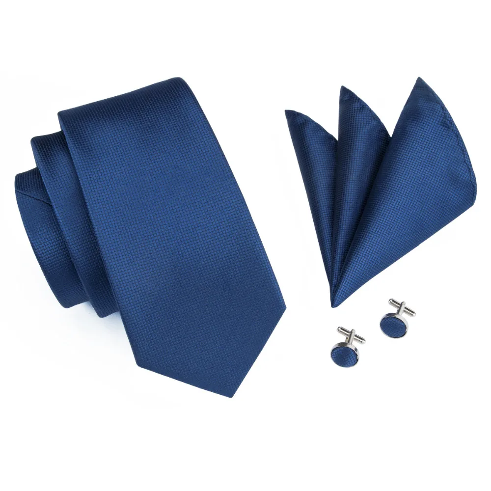 SN-326 синий галстук Hanky запонки набор мужской 100% шелк жаккард твердый бизнес