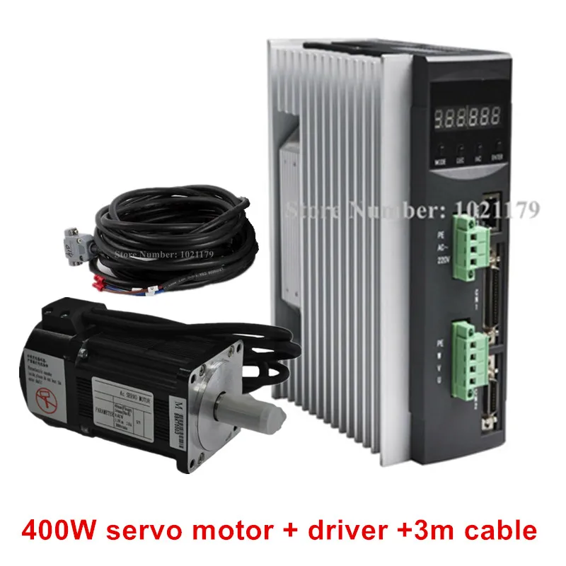 

AC220V 400W-750W CNC Servo Motor Driver + 1.3N.m 2.5A 60mm 400W AC Servo Motor + 3 Mete Cable for CNC