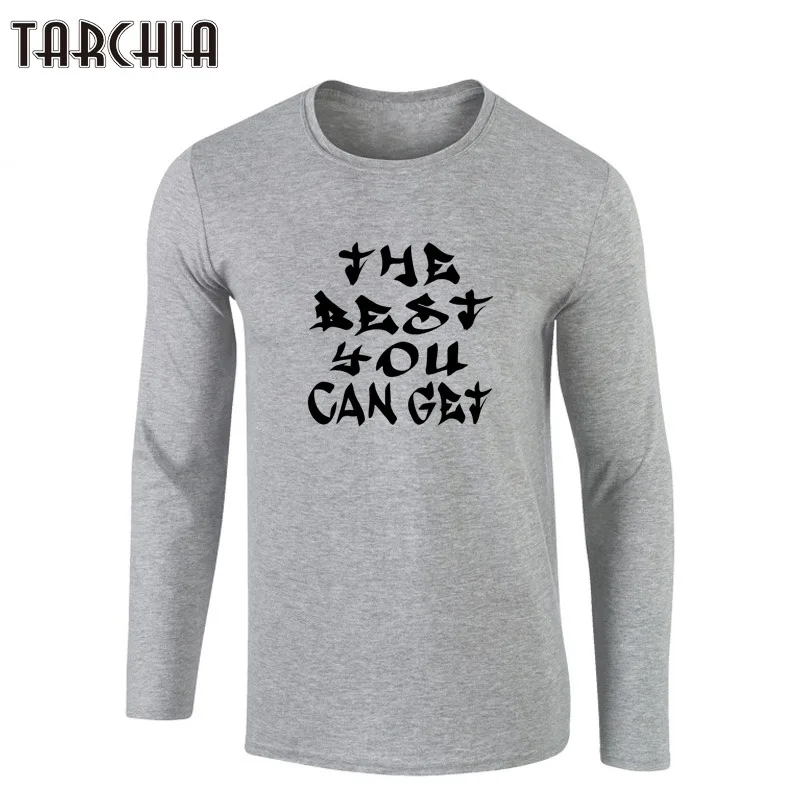 

TARCHIA 2021 Fall Casual Cotton T-Shirts Men Long Sleeve Letter Print O-Neck T Shirt Clothes Tshirt Black Free Shipping