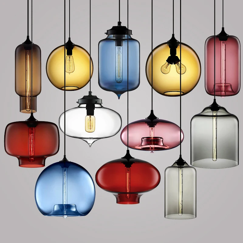 

Glass Light Lamparas De Techo Colgante Moderna Retro Creative Personality Restaurant Bar Glass Pendant Lights Single Head E27