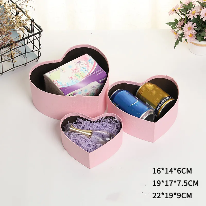 Kawaii love heart бумажная Подарочная коробка, бумажные коробки для цветов с лентой, букет роз, подарочная упаковка, картонная коробка, товары для мероприятий