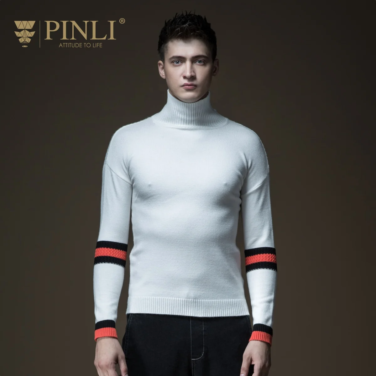 Мужской вязаный свитер Pinli Pin Li осенняя водолазка с открытыми плечами B183210157