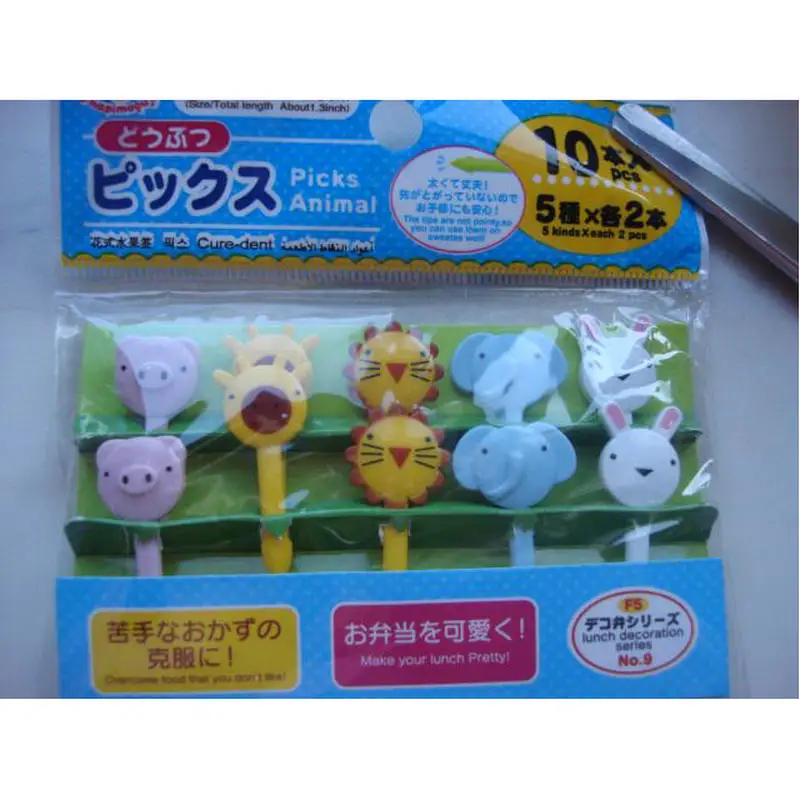 10 шт. детская мультяшная еда с животными фруктовая вилка бенто Ланч бокс Декор