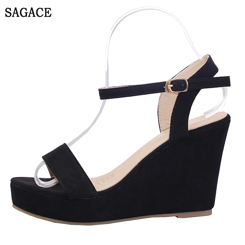 SAGACE/модные женские летние универсальные босоножки на танкетке с открытым носком
