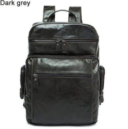 Dark grey Модный мужской рюкзак из натуральной кожи, школьный рюкзак, кожаная мужская сумка, большой рюкзак, школьная сумка, мужской рюкзак - Цвет: Dark grey