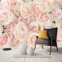 custom any size 3d photo wall paper modern romantic pink rose floral living room bedroom non woven wall mural wallpaper flower