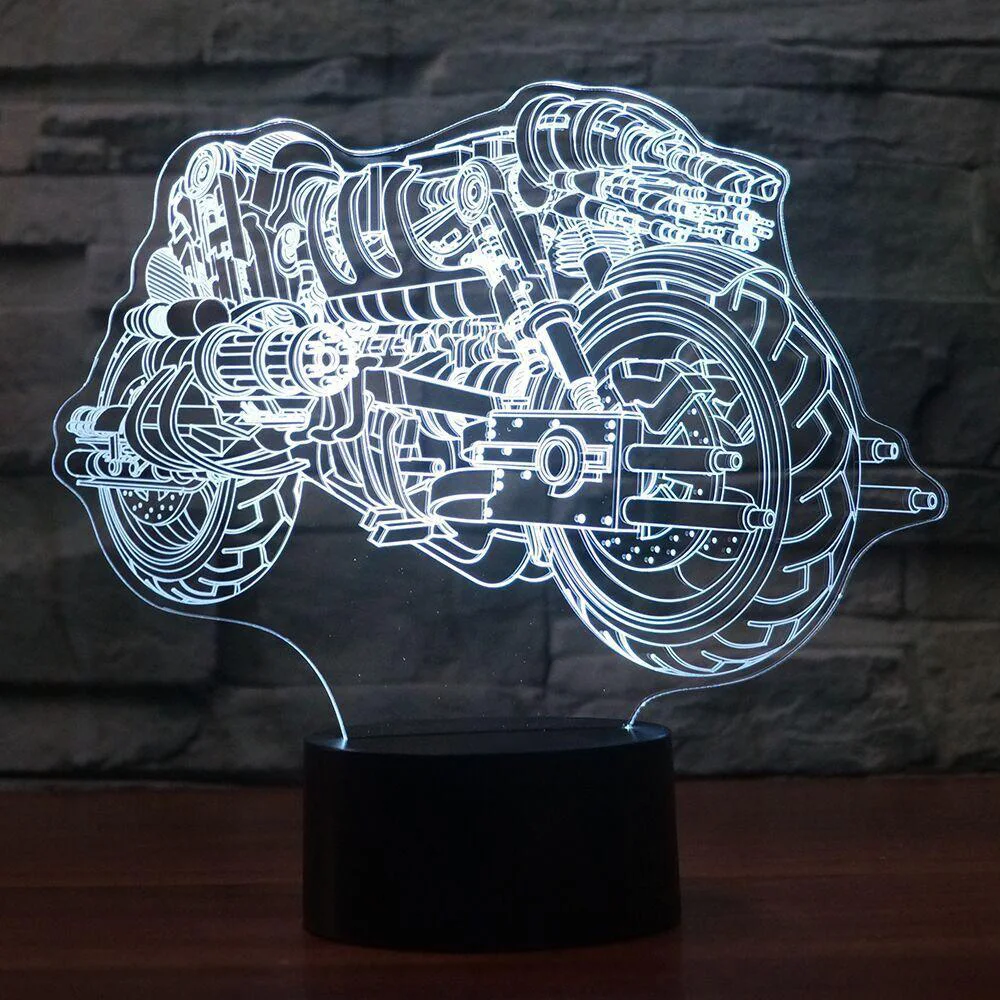 

Cool Botorcycle Модель 3D ночник с сенсорным переключателем Led 3D настольная лампа красочная детская Спящая атмосфера освещение домашний декор