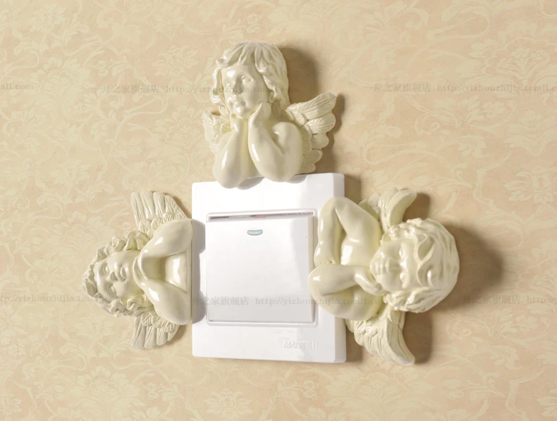 Фигурка Ангела из полимера, Настенный декор, розетка, переключатель, наклейка, домашнее украшение, подвесное ремесло, домашний переключатель, настенный светильник, розетка, наклейка s