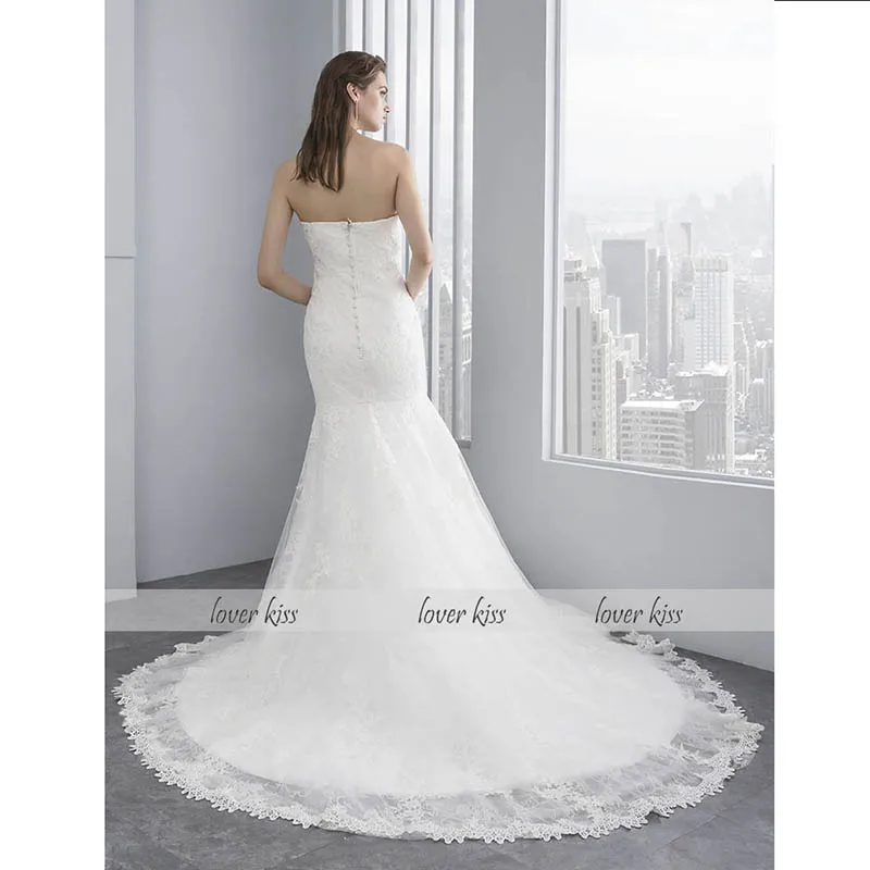 Lover Kiss свадебное платье vestido de noiva, длинный рукав, кружевное 2 в 1 свадебное платье-Русалка атласное белое свадебное платье без бретелек с куртка пляжные Стиль дизайн
