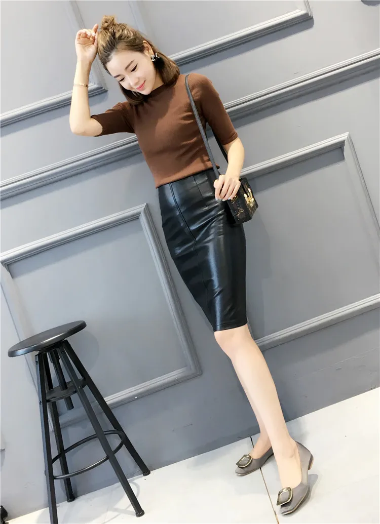 Осенне зимняя новая юбка из искусственной кожи в европейском и американском