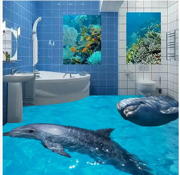 ПВХ водонепроницаемый пол подводный мир дельфинов 3D стереоскопический для