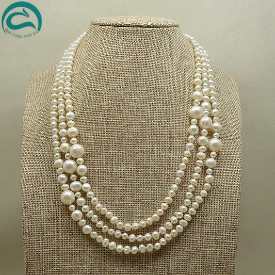 150CM Long Pearl Jewellery White Color Natural Freshwater Necklace 5-11mm Mixes Size Perfect Party Women Gift | Украшения и