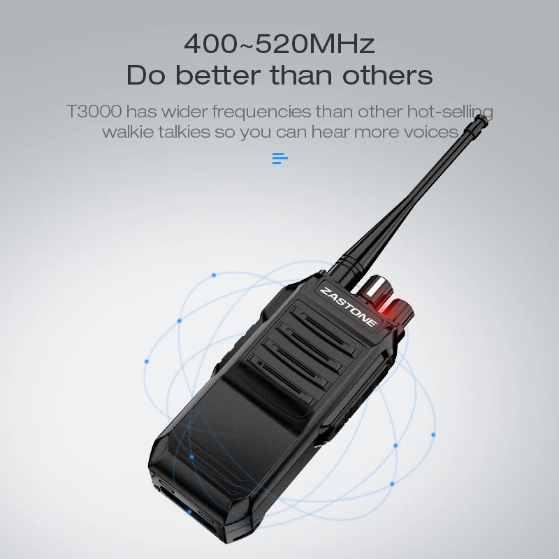 Zastone T3000 6W UHF 400-520mhz Walkie Talkie профессиональная CB радиостанция портативная охотничья