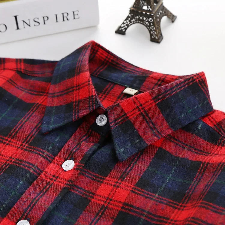 2017 весенние модные женские блузки рубашки с длинным рукавом фланелевые