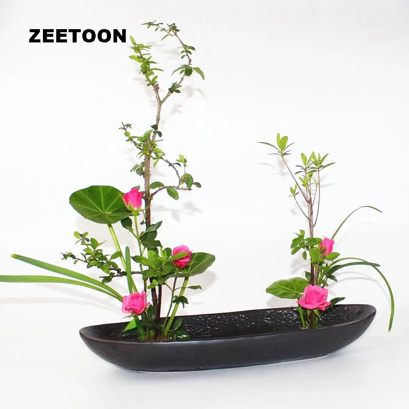 

Flower Arrangement Flower Pot Coarse Pottery Flowerpot Ikebana Vase Ceramic Containers Food Tray Plate Vintage Hotel Home Decor