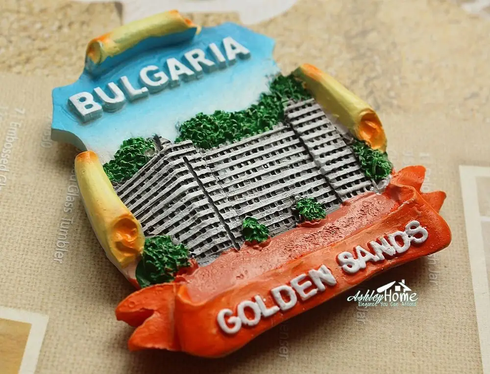 Туристический Сувенирный 3D магнит на холодильник Золотые пески Варна Болгария |