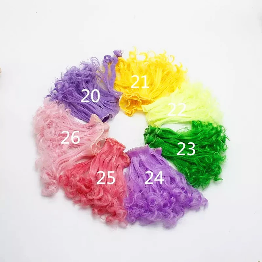 Модный 15*100 см DIY мини парик для куклы из высокотемпературного материала вьющихся