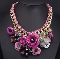 color flower new fashion statement necklace crystal necklaces vintage choker necklace clavicle exaggerated female accessories