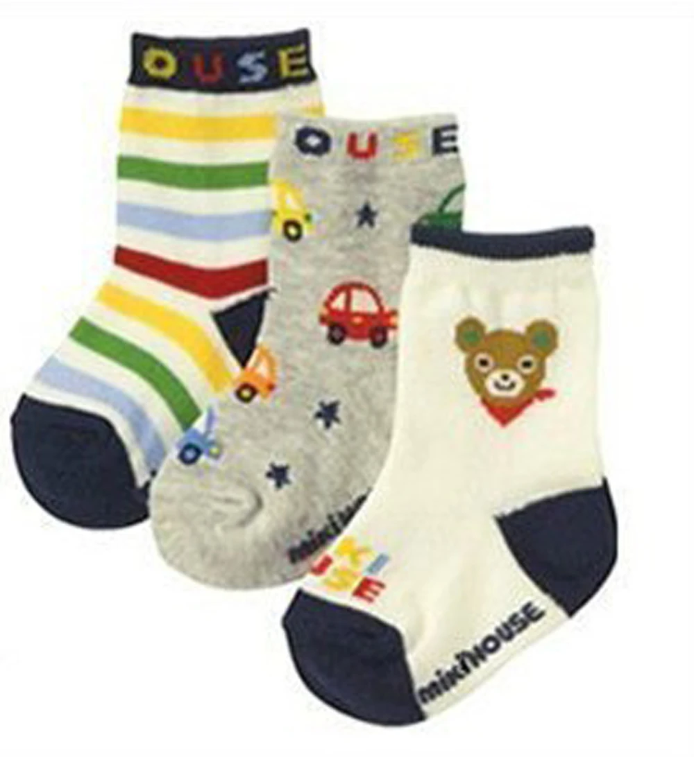 Детские носки с милыми мультяшными животными 3 пар/лот хлопковые нескользящие