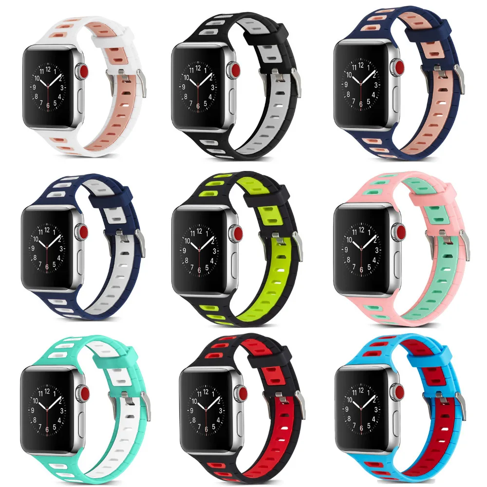Спортивный силиконовый ремешок для apple watch iwatch 3/2/1 38/42 мм браслет на запястье