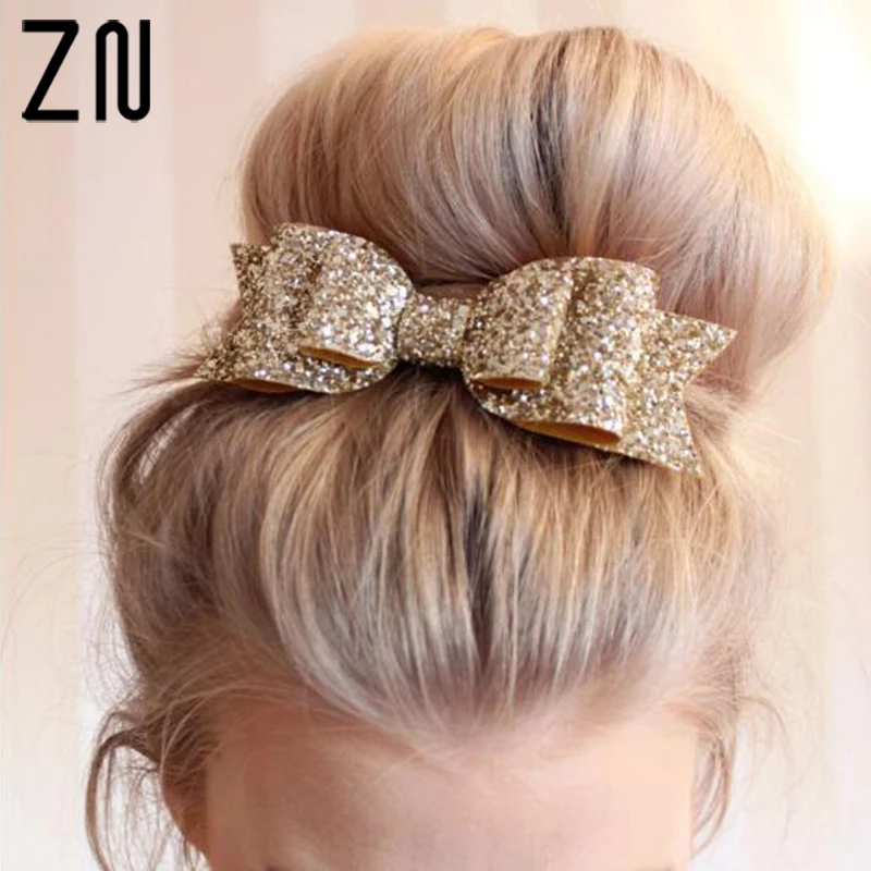 

ZN Fashion Sequins Big Bowknot Hairpin Glitter Bow Hair Clips Headwear Ornament