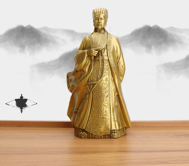 Zhuge Liang статуя из чистой меди ремесла фэн-шуй украшения Скульптура сна Grgon бронзовые украшения семьи, украшения офиса