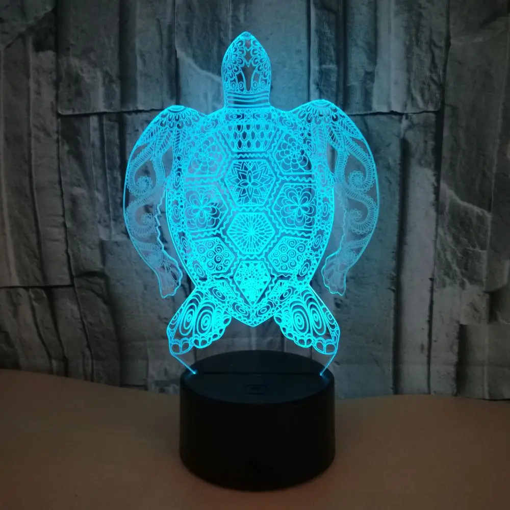 3d ночник в виде черепахи с цветным сенсорным пультом дистанционного управления
