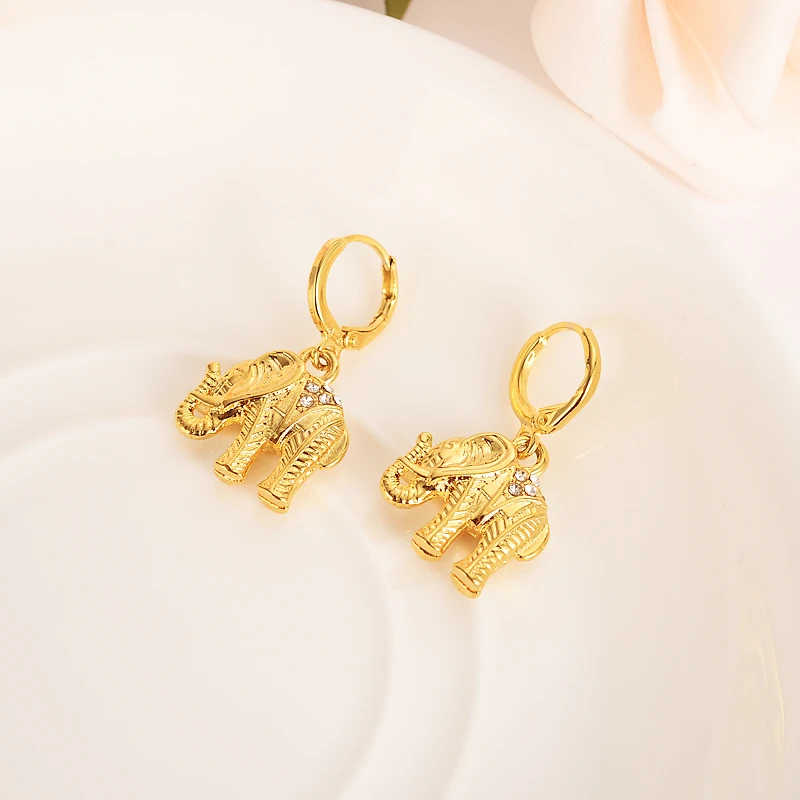 

Gold African Dubai Filled Women's Drop Earring elephant Dangle Earring Charms Jewelry Earrings brincos Vintage girls kids gift