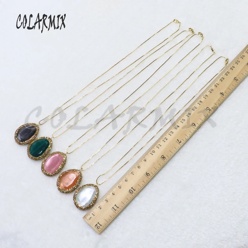 

10 strand Natural stone necklacefaceted cat eye pendant necklace jewelry stone necklace gems gift for women 9078