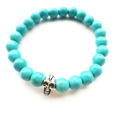 BEAUCHAMP Lion Head Skull Black Lava Rock Beads Bracelets Natural Stone Volcanic Stretch Elastic Cord Jewelry Expandable Gem | Украшения и