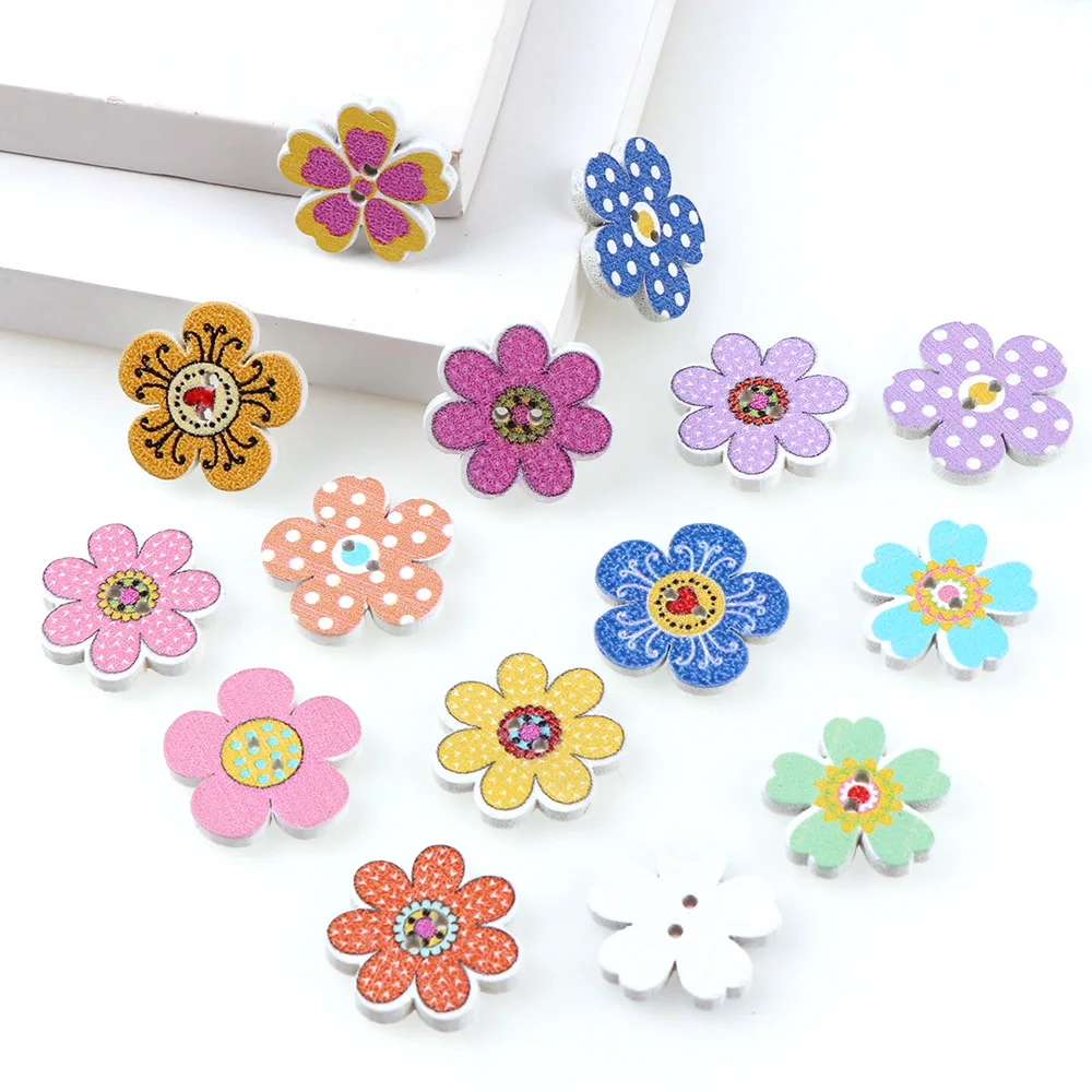 Оптовая продажа 3 стильные пуговицы из натурального дерева цветные смешанные