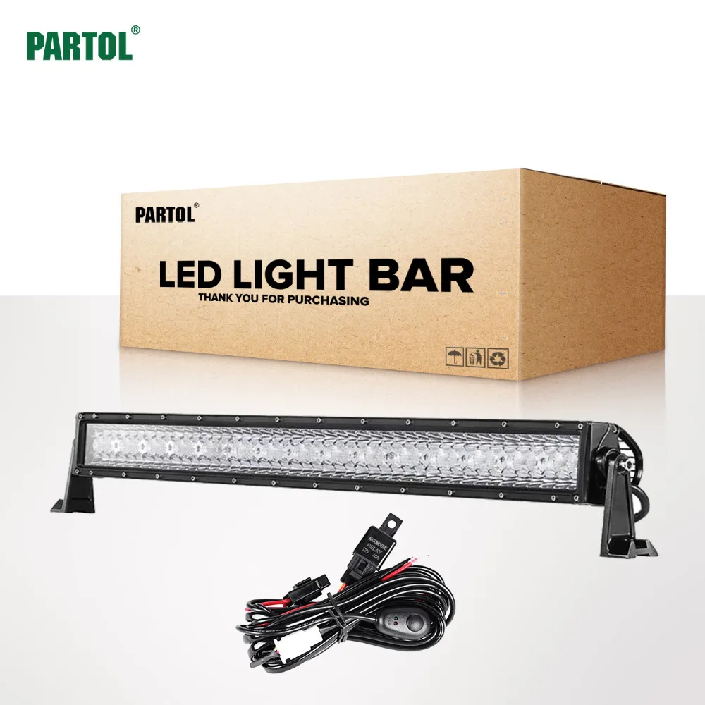 Partol 14 22 32 42 52 50 дюймов 144W 240W 360W 480W 600W 576W 3 ряда прямой светодиодный светильник бар рабочий светильник для бездорожья 4WD 4x4 лодка автомобиль