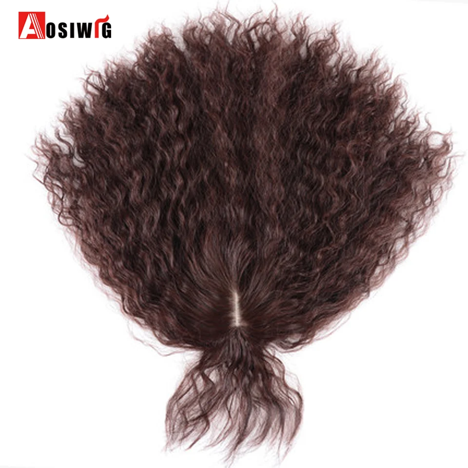 AOSI синтетические Toupees волосы Топпер шиньоны Черный Коричневый жаростойкий кудрявый Топ натуральный зажим с челкой закрытие женщины
