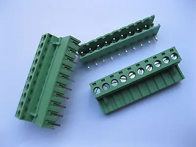 

50 pcs 5.08mm Angle 10 pin Screw Terminal Block Connector Pluggable Type Green