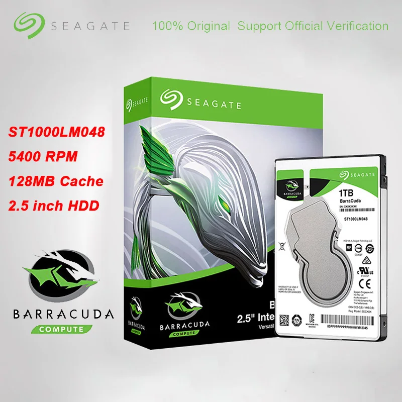 Genuine Seagate 1TB BarraCuda HDD for Laptop SATA Interface 6Gb/s 128MB Cache 2.5-Inch  Internal  ST1000LM048 Hard Drive Disk