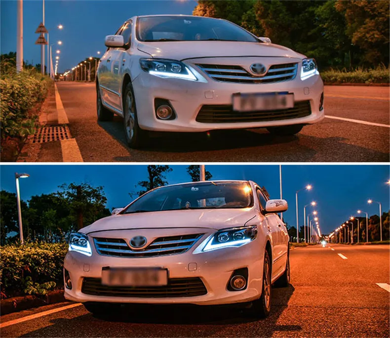 Ownsun Светодиодный прожектор с орлиным глазом DRLs HID Bi-Xenon для Toyota Corolla 2011-2013